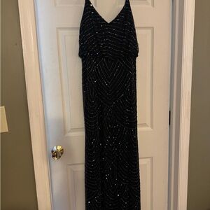 Adrianna Papell Black Sequin Maxi Dress